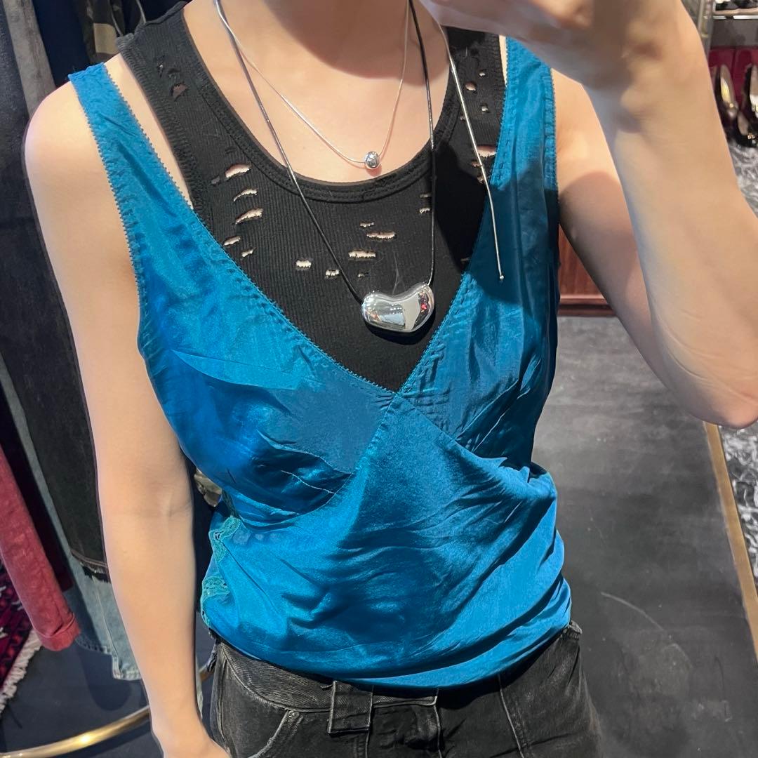 ルイヴィトン　louis vuitton シルク　ブルー　キャミソール