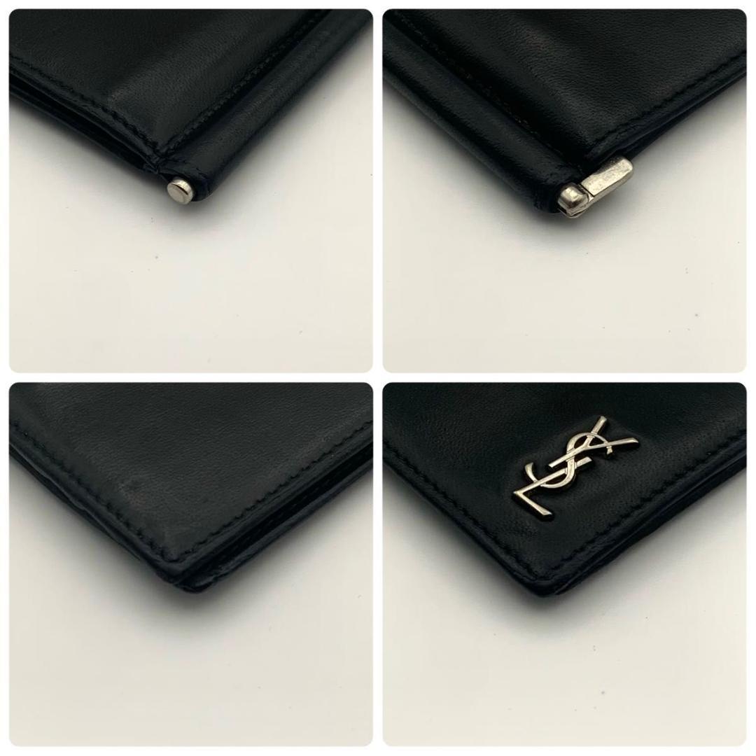 鑑定済み サンローラン マネークリップ 財布 カードケース カサンドラ 黒