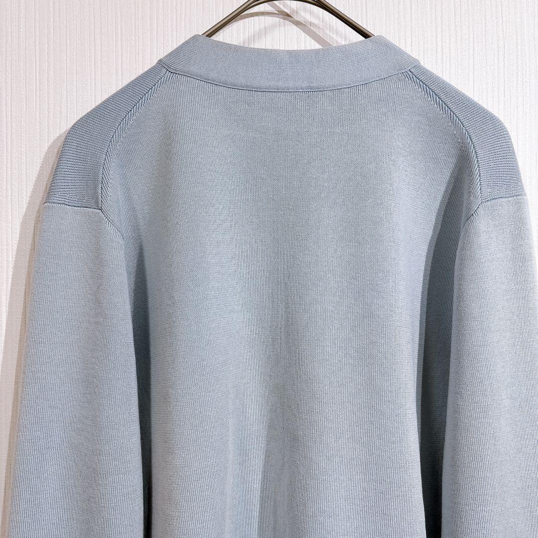 ebure エブール シルクコットンニットVネック カーディガン　ブルー