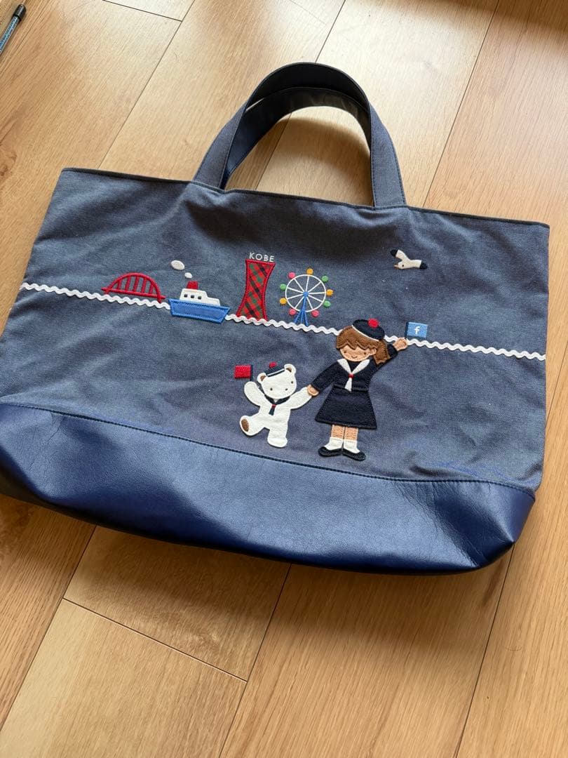 【美品】ファミリア familiar レッスンバッグ 神戸本店限定 デニムバッグ