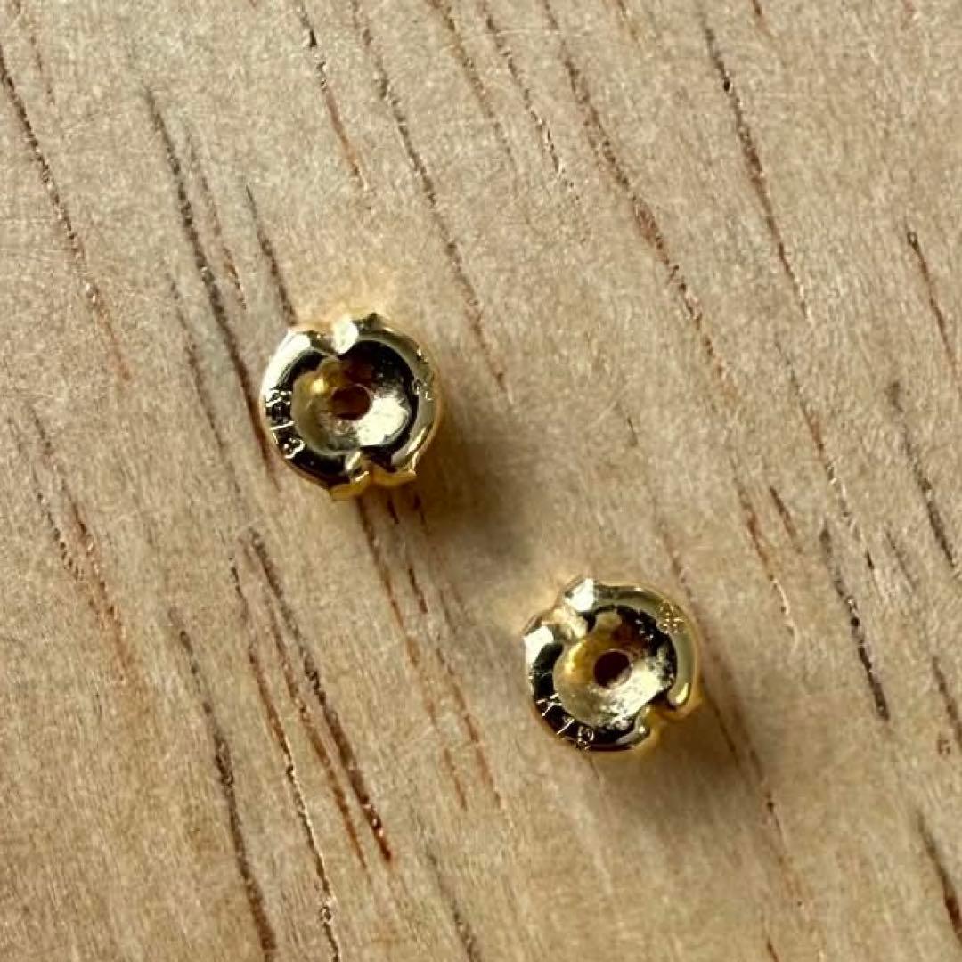 K18 ゴールド クロスデザイン ピアス（ピンク石付き）