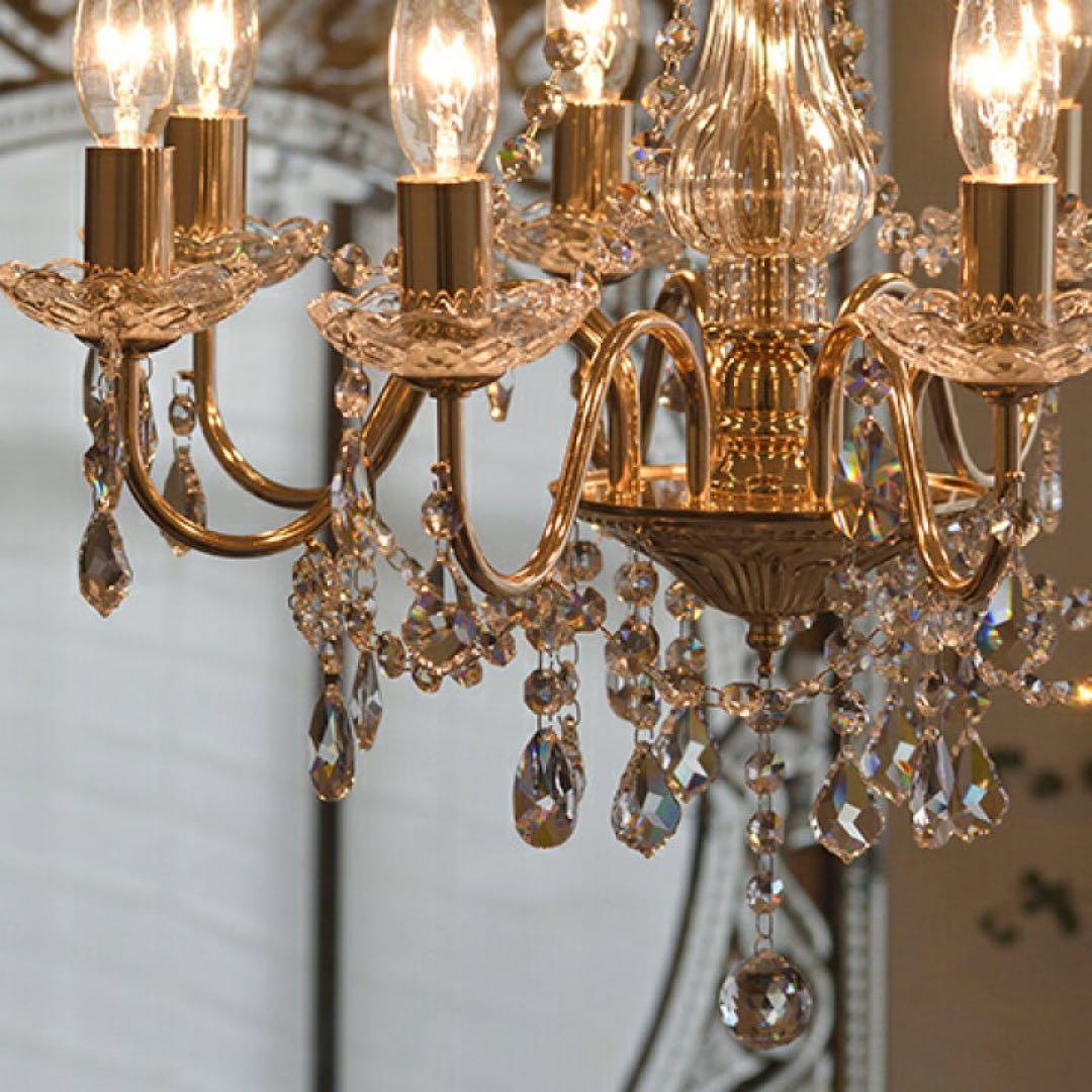 アスフォークリスタル使用 8灯シャンデリアマリーゴールド