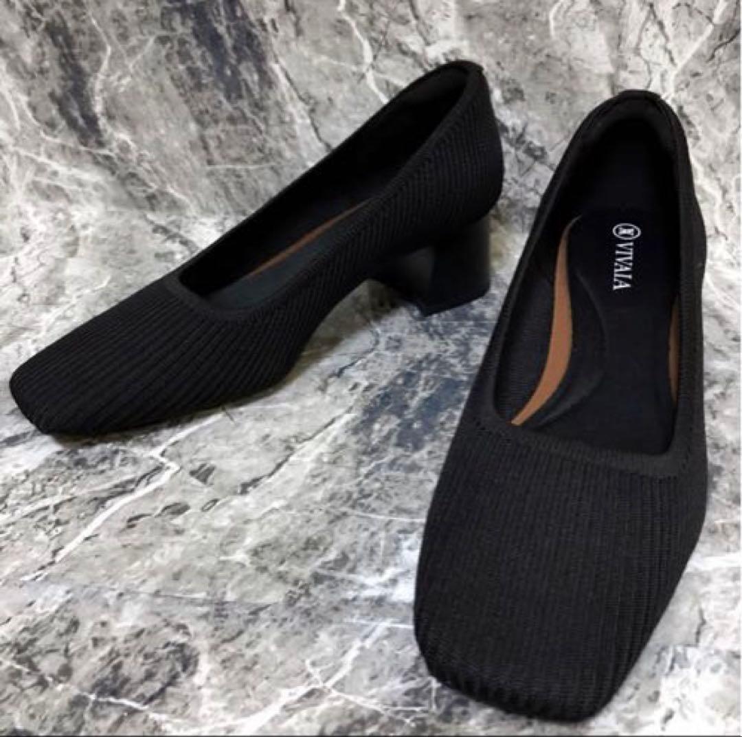 VIVAIA Melody Pro スクエアトゥ チャンキーヒール パンプス 黒