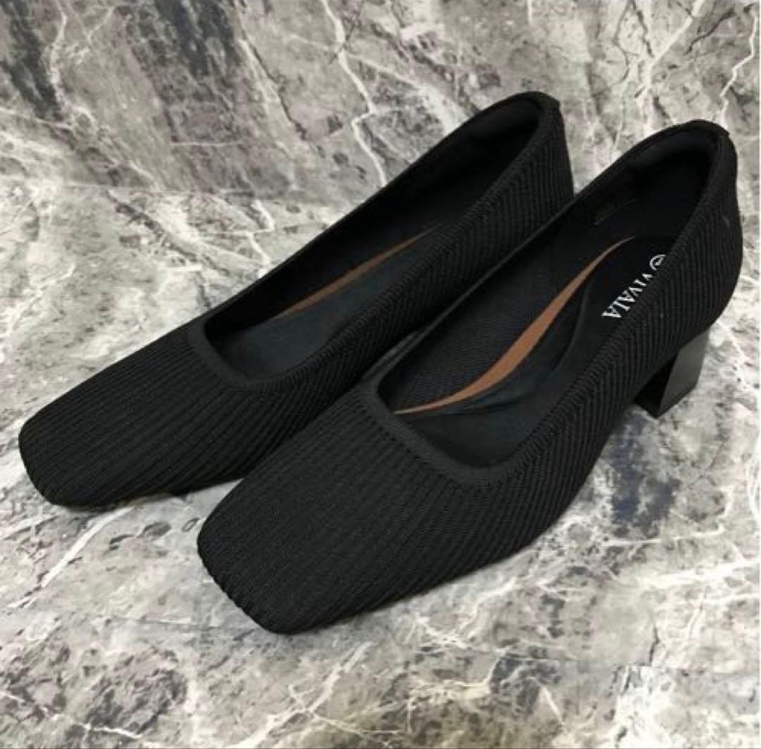 VIVAIA Melody Pro スクエアトゥ チャンキーヒール パンプス 黒