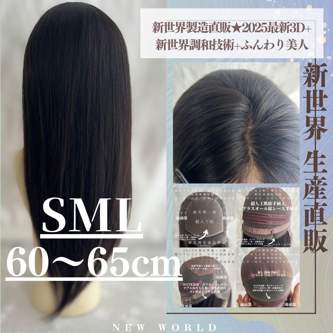 真2025新世界　人毛100%ウィッグ　フルウィッグ　シルクスキン　医療ウィッグ