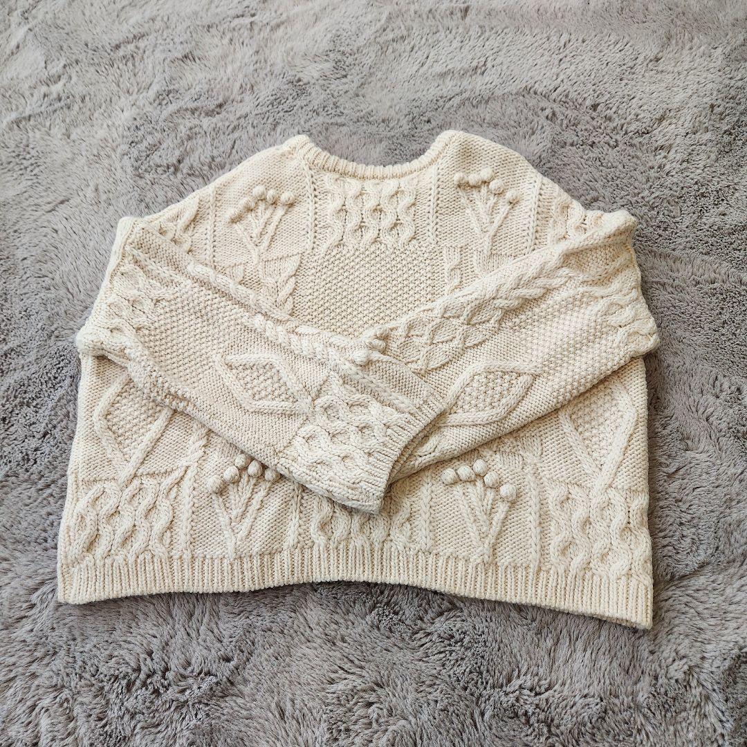 トゥデイフル ケーブル pattern hand knit 白 ニット