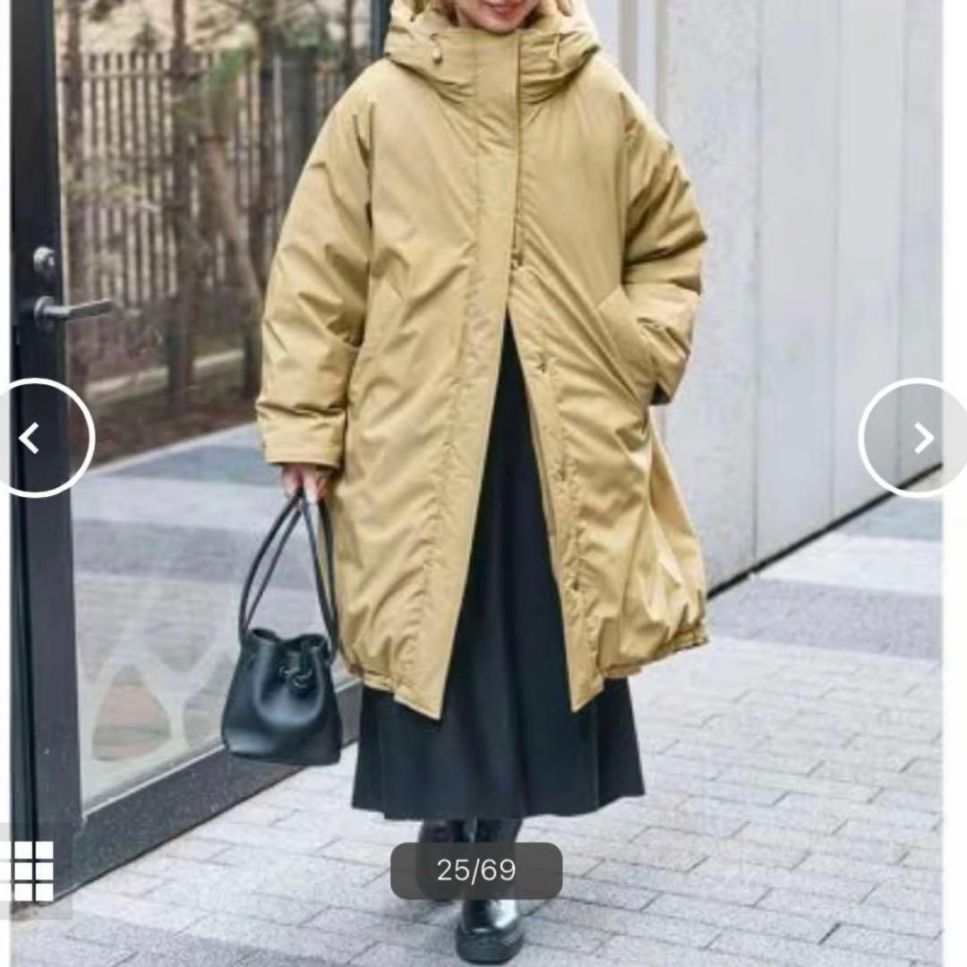 スピックアンドスパン 撥水フーデッドダウンコート