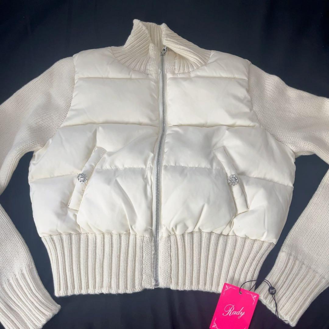 【しぇる】Rady ニットファイバーダウン オフホワイト Sサイズ