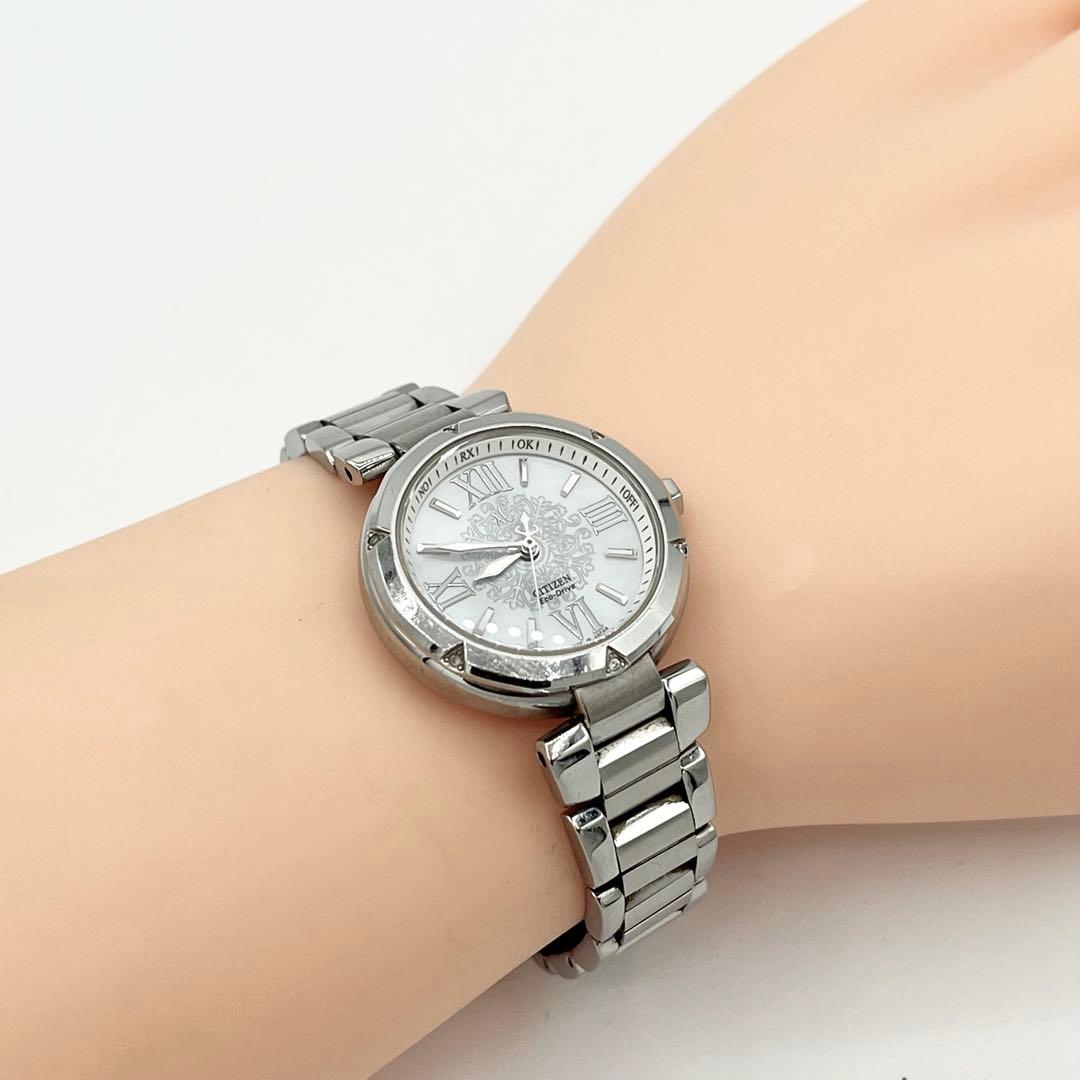 【稼働】CITIZEN XC 腕時計 白蝶 ソーラー レディース シルバー