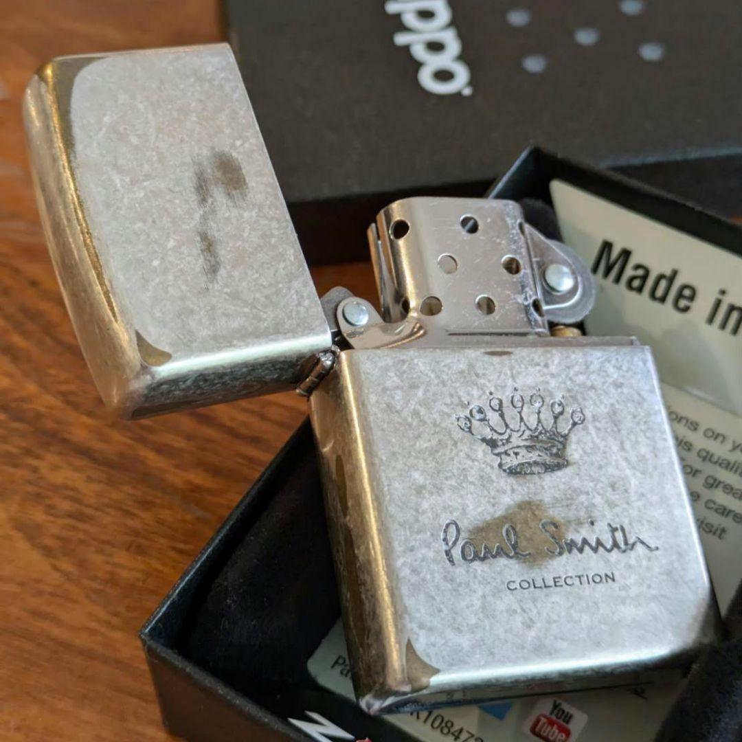 新品 未使用 ポールスミス USED加工 王冠 クラウン Zippo