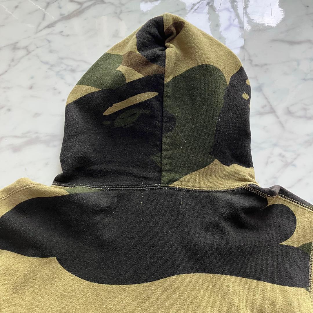 【美品】A BATHING APE 迷彩カモ パーカー L 日本製 APEロゴ