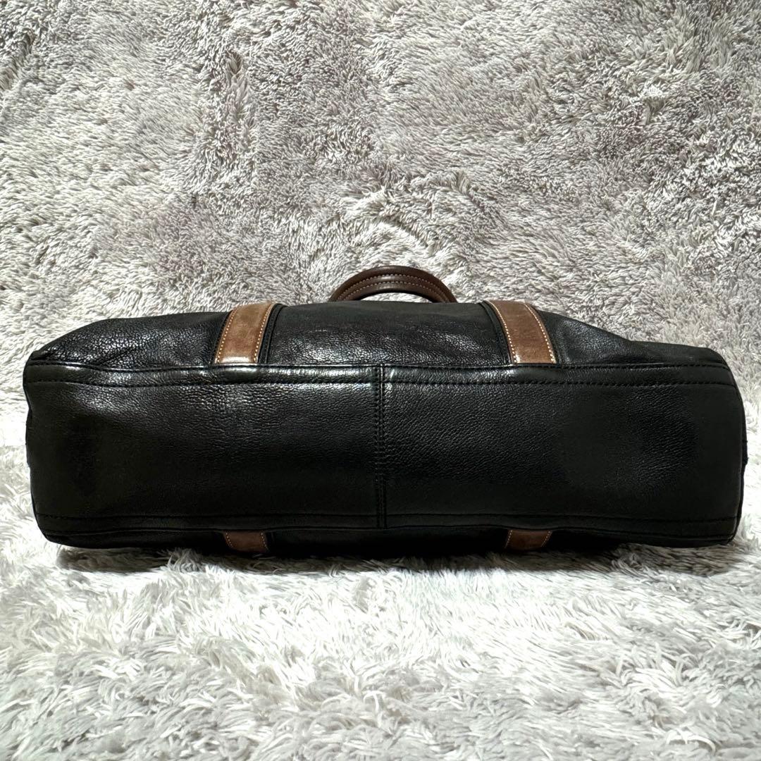 美品★コーチ ハリソン レザー トートバッグ シボ革 メンズ ブラック