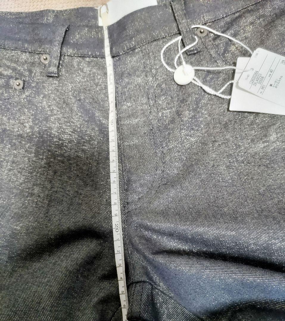 未着用 マルジェラ シャイニー デニムパンツ 黒✕金 ロールアップ size４０