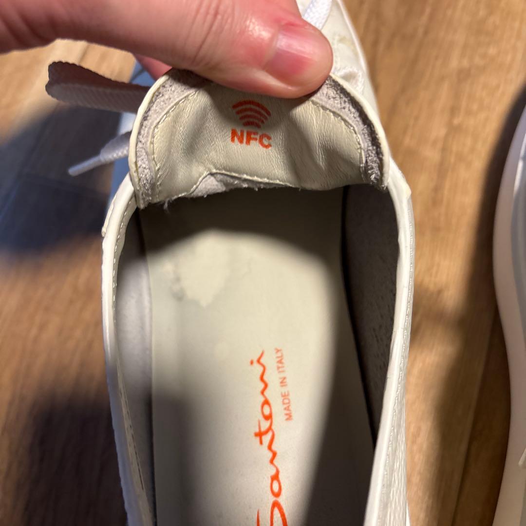 【ほぼ未使用】サントーニ　Santoni レザー　スニーカー　白　UK8 US9