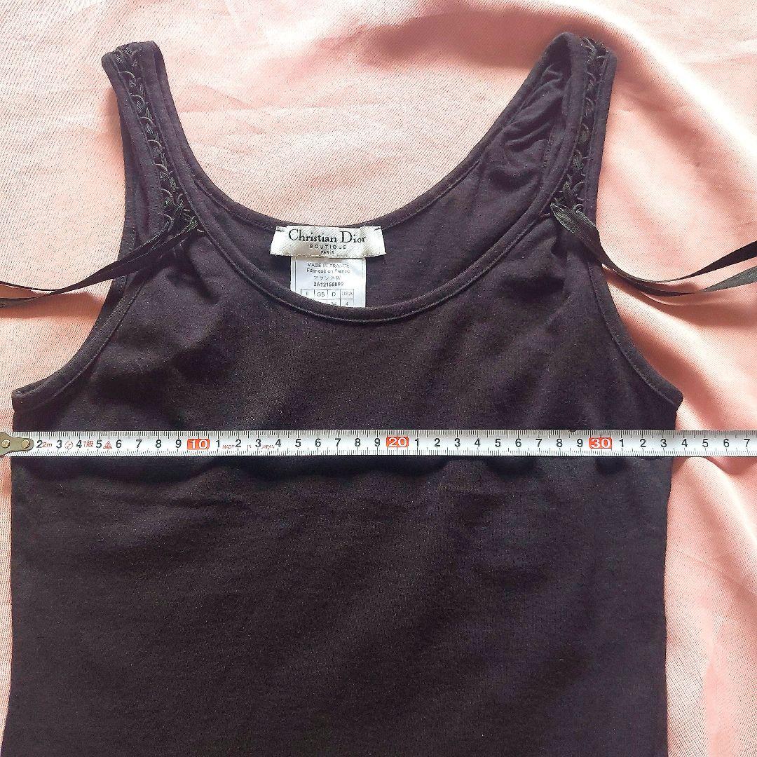 Christian Dior 黒ループリボン タンクトップ キャミソール