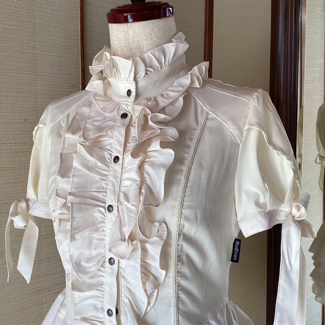 極美品！OZZ Croceアイボリー フリル ロングブラウス［商品番号10］