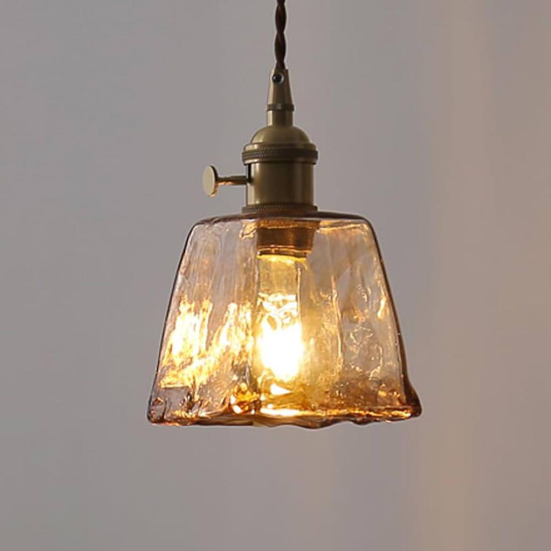 ペンダントライト　琥珀色　アンティーク　クリアガラス　LED