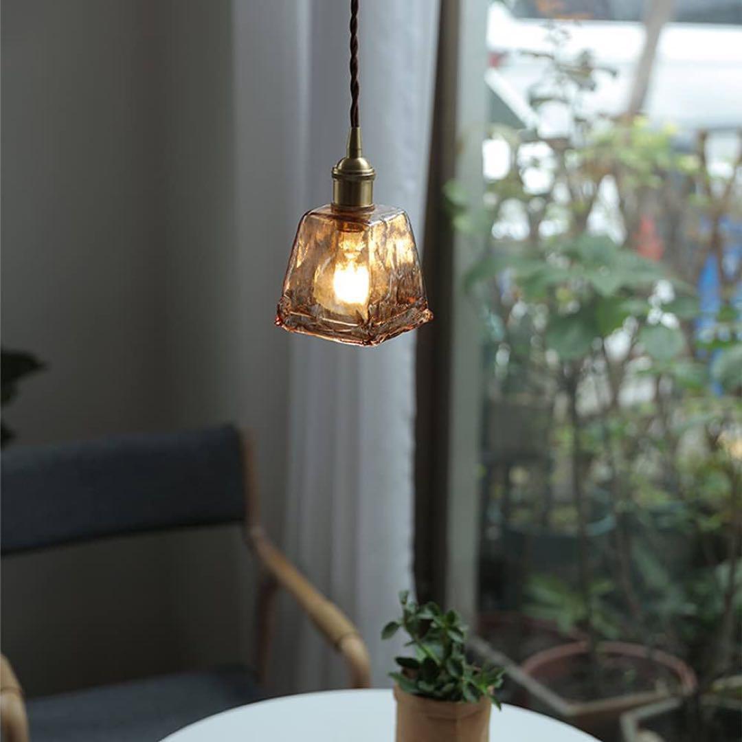 ペンダントライト　琥珀色　アンティーク　クリアガラス　LED