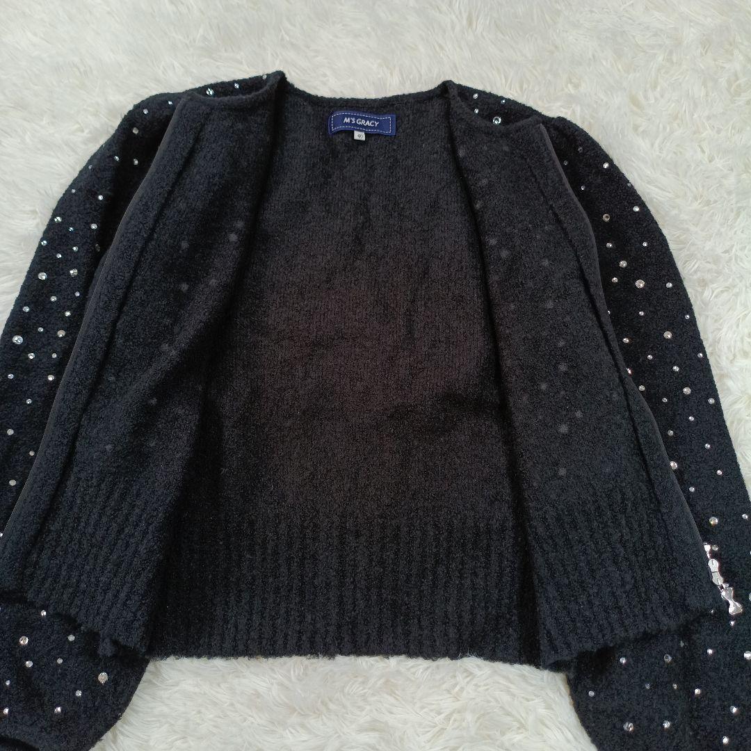 美品✨エムズグレイシー現行　ラグジュアリービジューニット　パフスリーブ