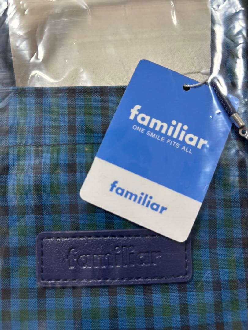 新品未開封　familiar ファミリア　トートバッグ　青チェック