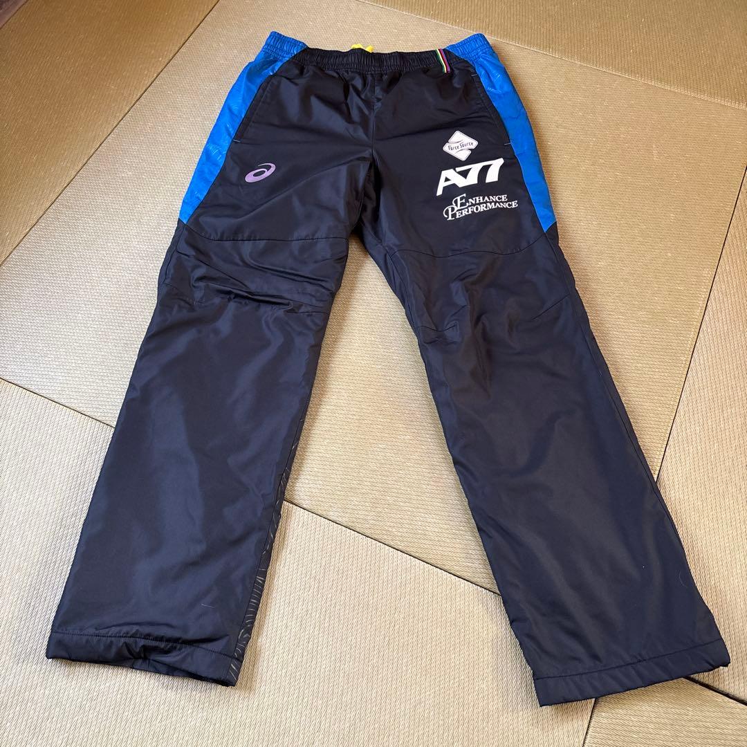 アシックス A77 ウインドブレーカー 上下セット ブルー ブラック　M