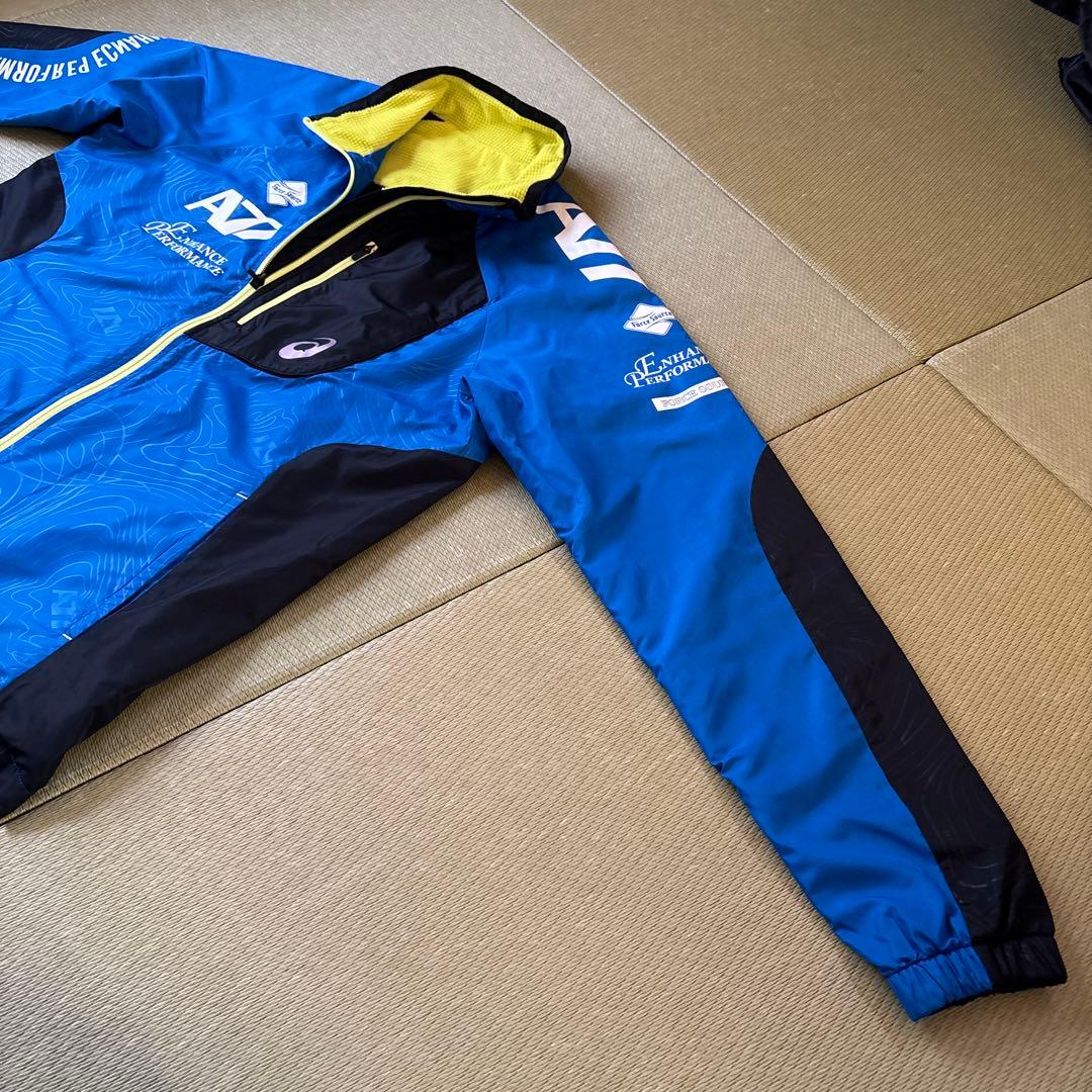 アシックス A77 ウインドブレーカー 上下セット ブルー ブラック　M