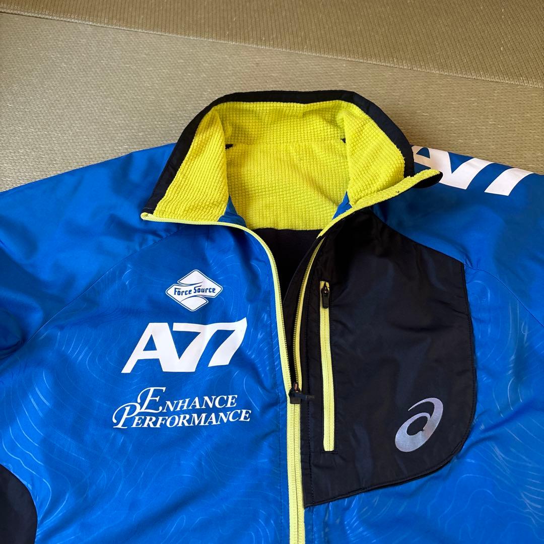 アシックス A77 ウインドブレーカー 上下セット ブルー ブラック　M