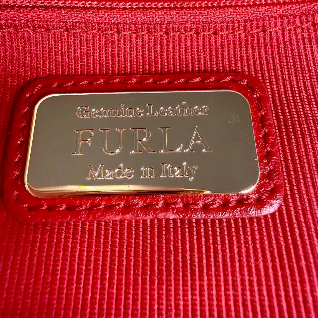 【極美品】FURLA フルラ パイパー M 赤 2WAY ハンドバッグ