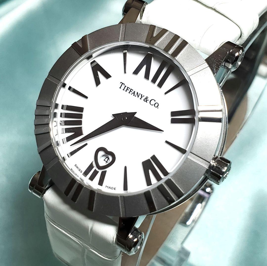 【極美品】純正ベルト　ティファニー　アトラス ホワイトレザー 　腕時計