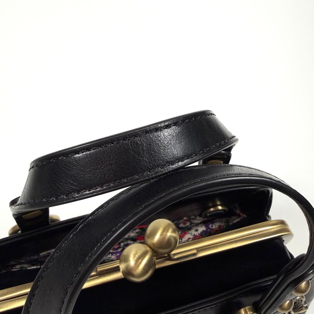 【未使用に近い】アナスイ　ハンドバッグ 2way がま口　ディディオン　黒