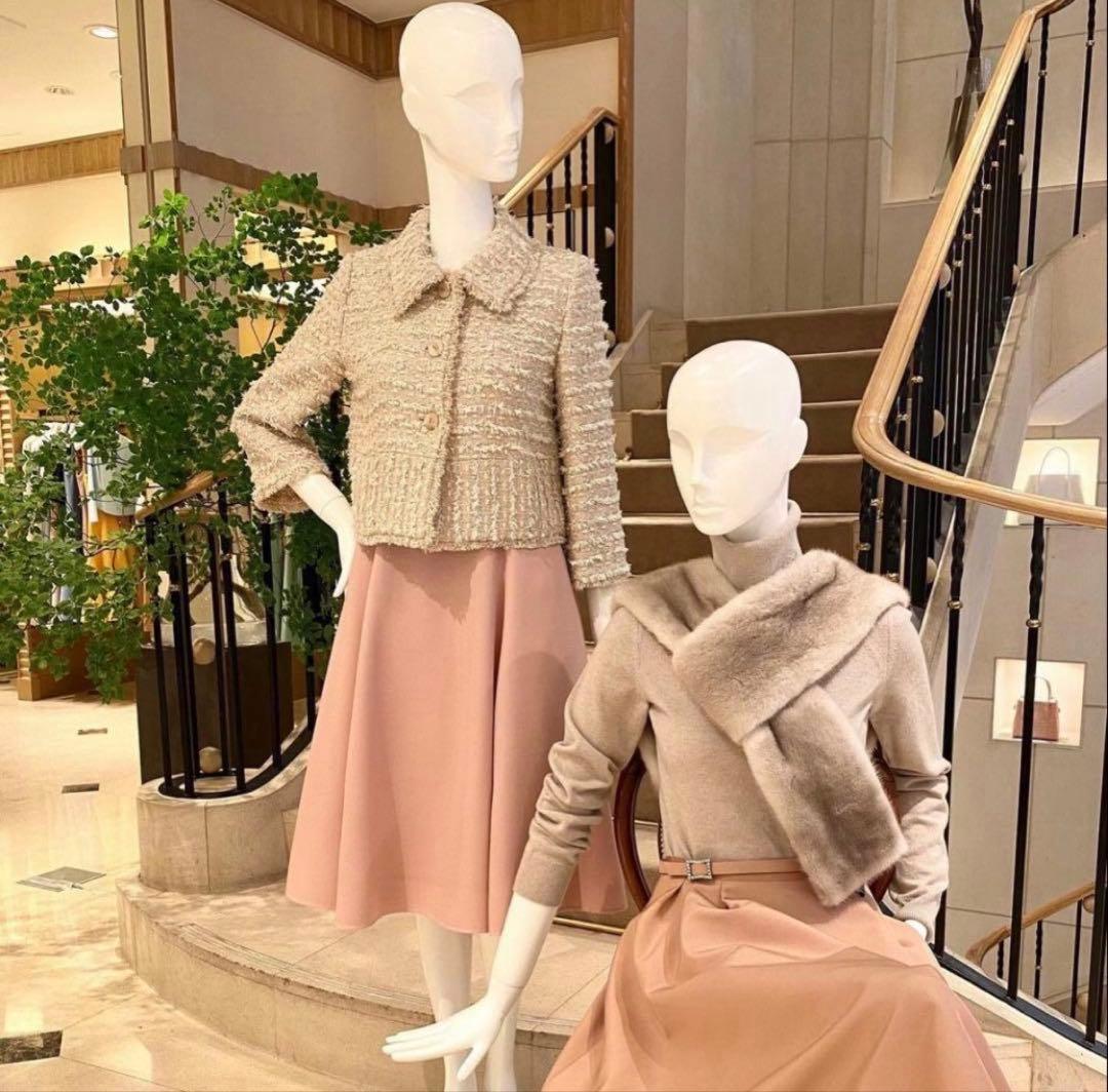 美品　フォクシー　ツイードジャケット　ピンクベージュ　38