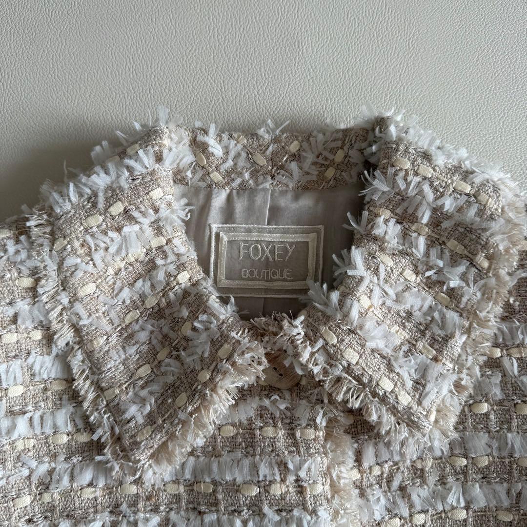 美品　フォクシー　ツイードジャケット　ピンクベージュ　38