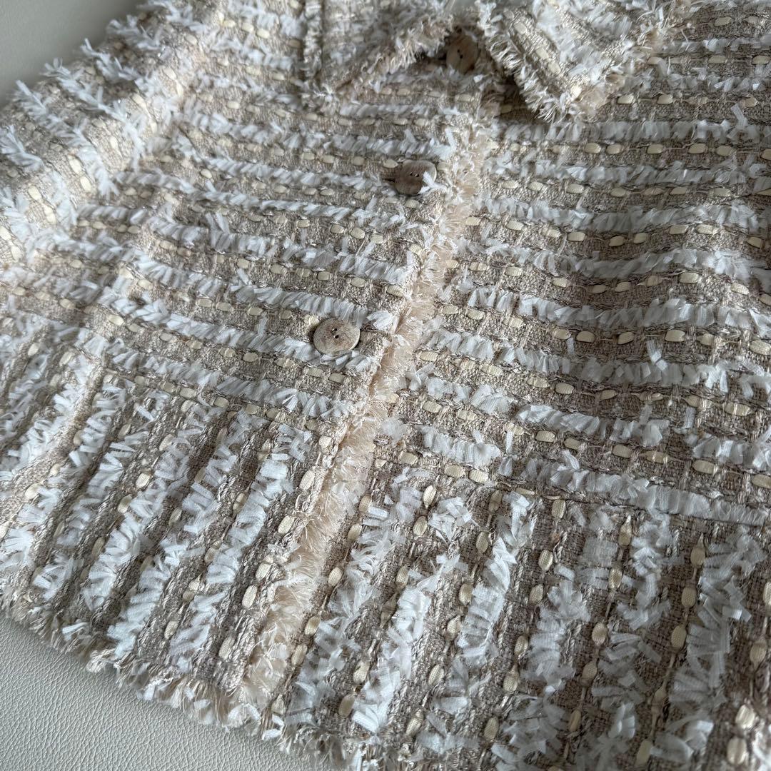 美品　フォクシー　ツイードジャケット　ピンクベージュ　38