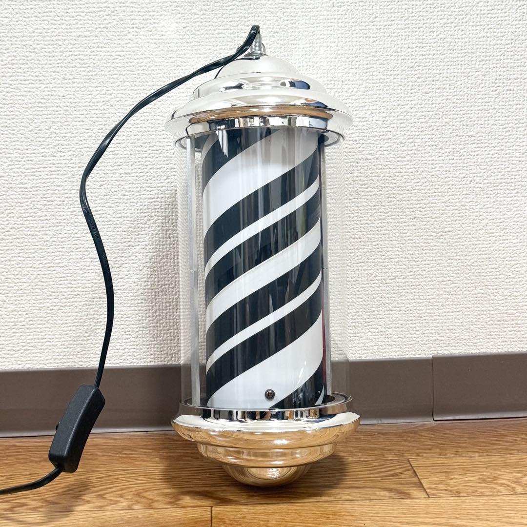新品 特注 ブラック＆ホワイト 黒白 ミニサインポール 屋内用 理容室 バーバー