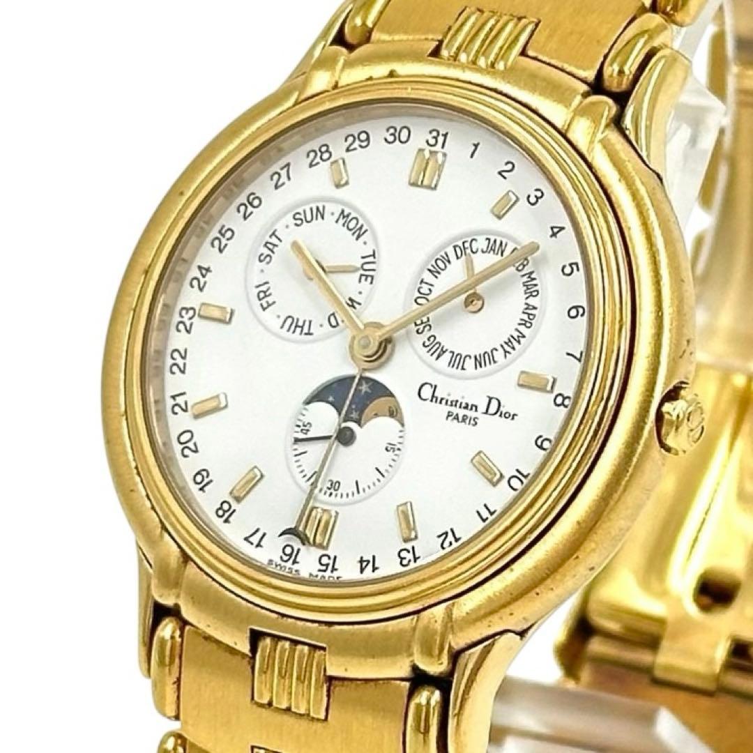 ディオール　腕時計　クロノグラフ　ムーンフェイズ　ゴールド　ラウンド　レディース
