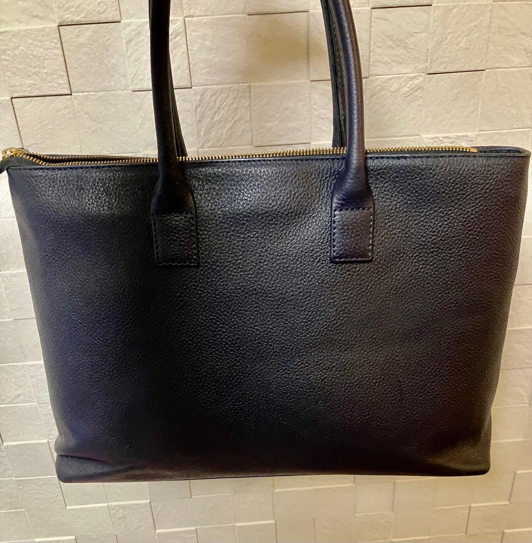 ハッシュタグ ネイビー レザー トートバッグ