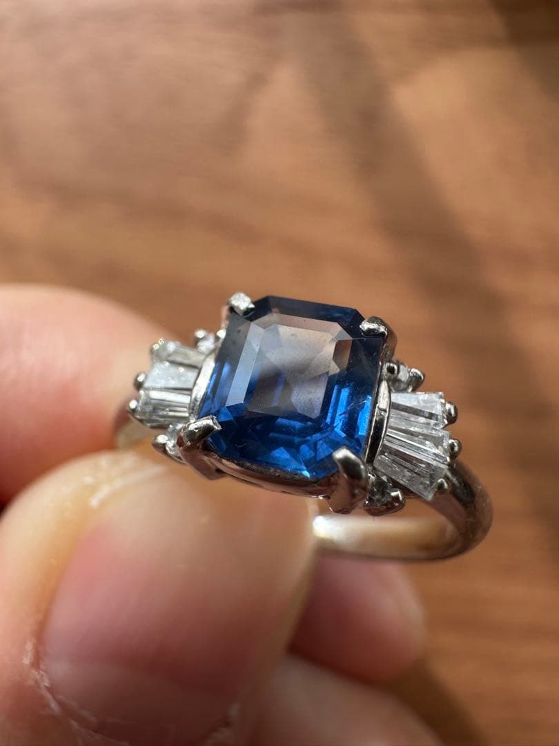 天然サファイア PT900 1.19ct リング #9 ソ付