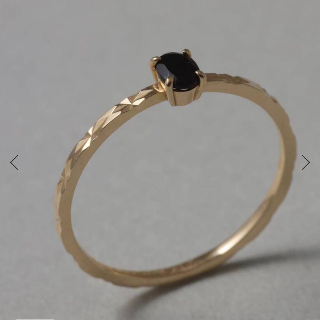 Lilas オーバルオニキスカットリングK10 11号