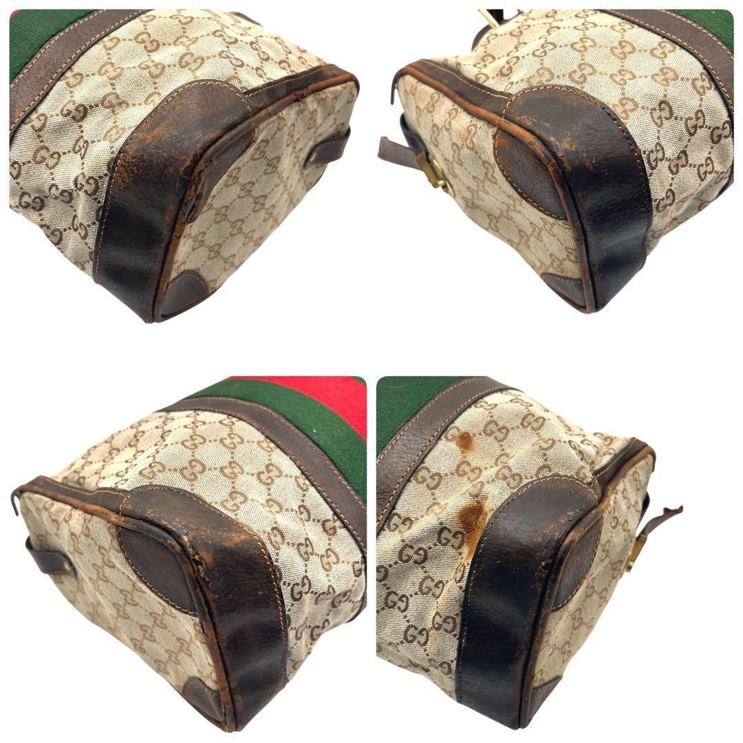 グッチ ミニボストンバッグ GGキャンバス シェリーライン