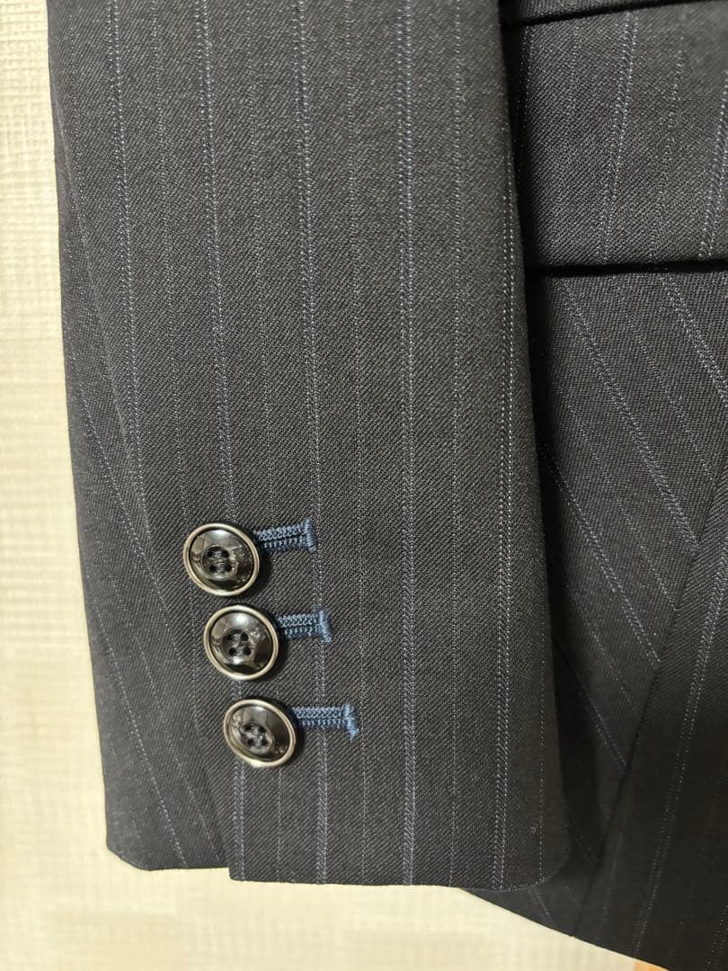 ボンマックス事務服　ブラック×ブルーのストライプ3点セット