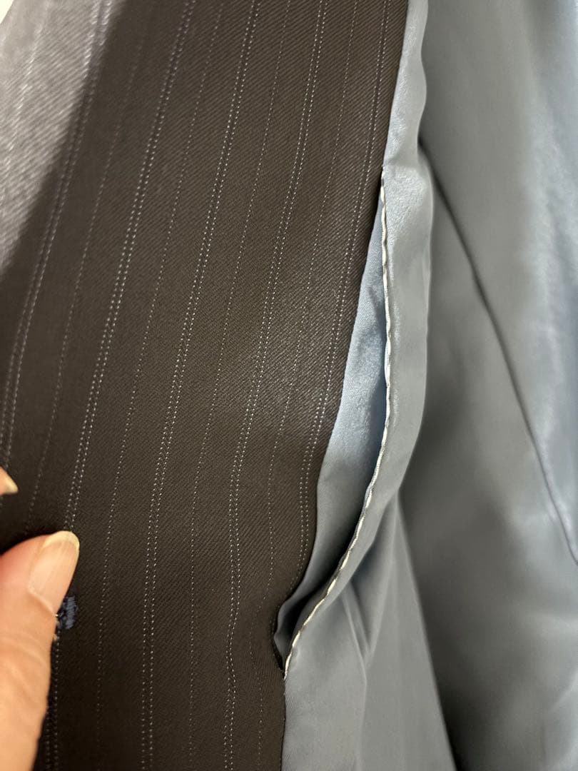 ボンマックス事務服　ブラック×ブルーのストライプ3点セット