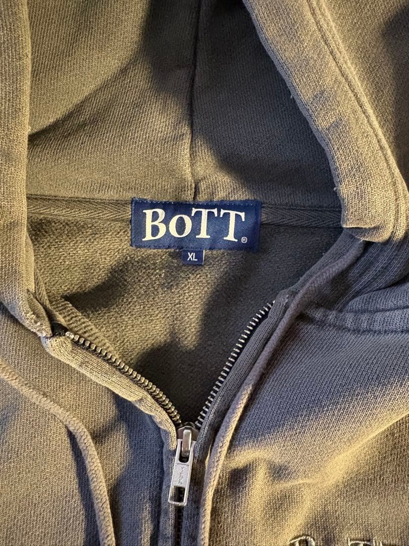 BoTT PIGMENT DYED ZIP HOODIE パーカー 黒 XL
