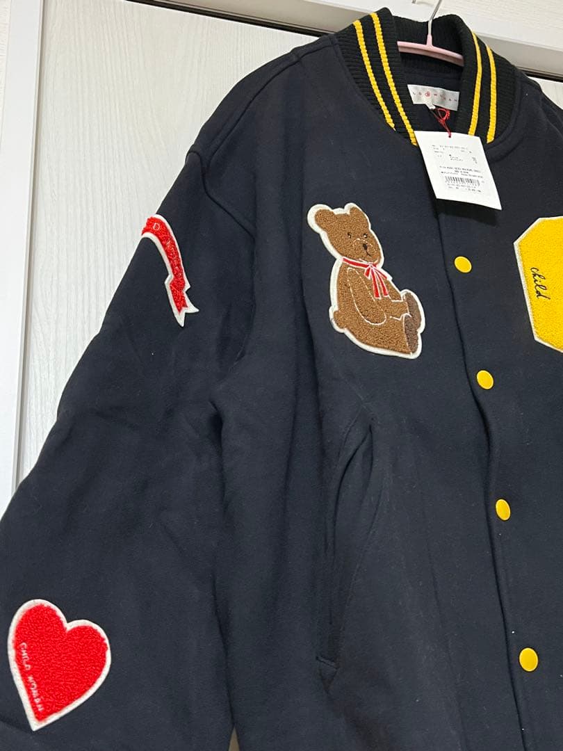 最終値下げ　新品　チャイルドウーマン　裏起毛ワッペンスタジャン　黒　くま