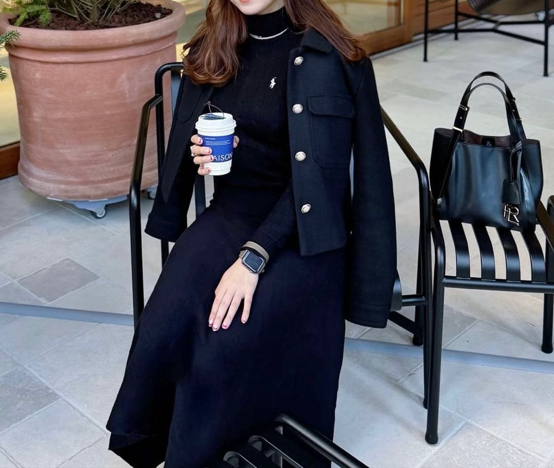 【ぽんちゃん】ラルフローレンスポーツ ケーブルニット タートルネック 黒