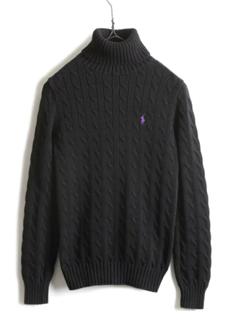 【ぽんちゃん】ラルフローレンスポーツ ケーブルニット タートルネック 黒