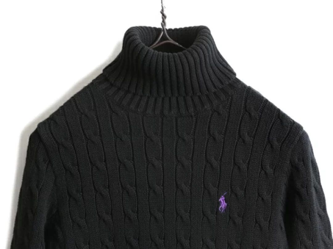 【ぽんちゃん】ラルフローレンスポーツ ケーブルニット タートルネック 黒