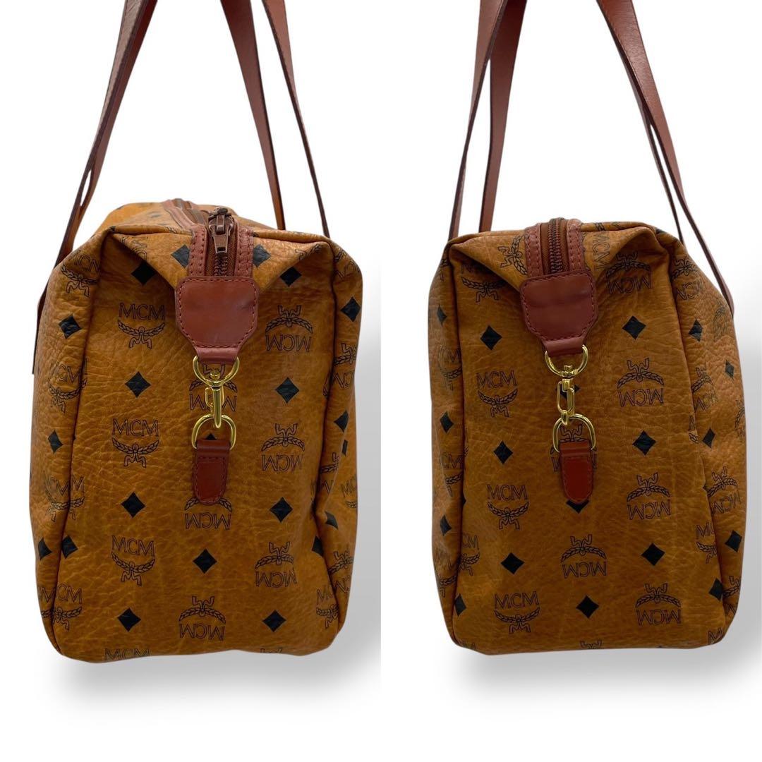 極美品　MCM ボストンバッグ　ヴィセトス柄　レザー　茶　ブラウン　大容量