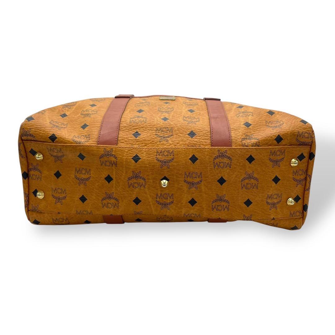 極美品　MCM ボストンバッグ　ヴィセトス柄　レザー　茶　ブラウン　大容量