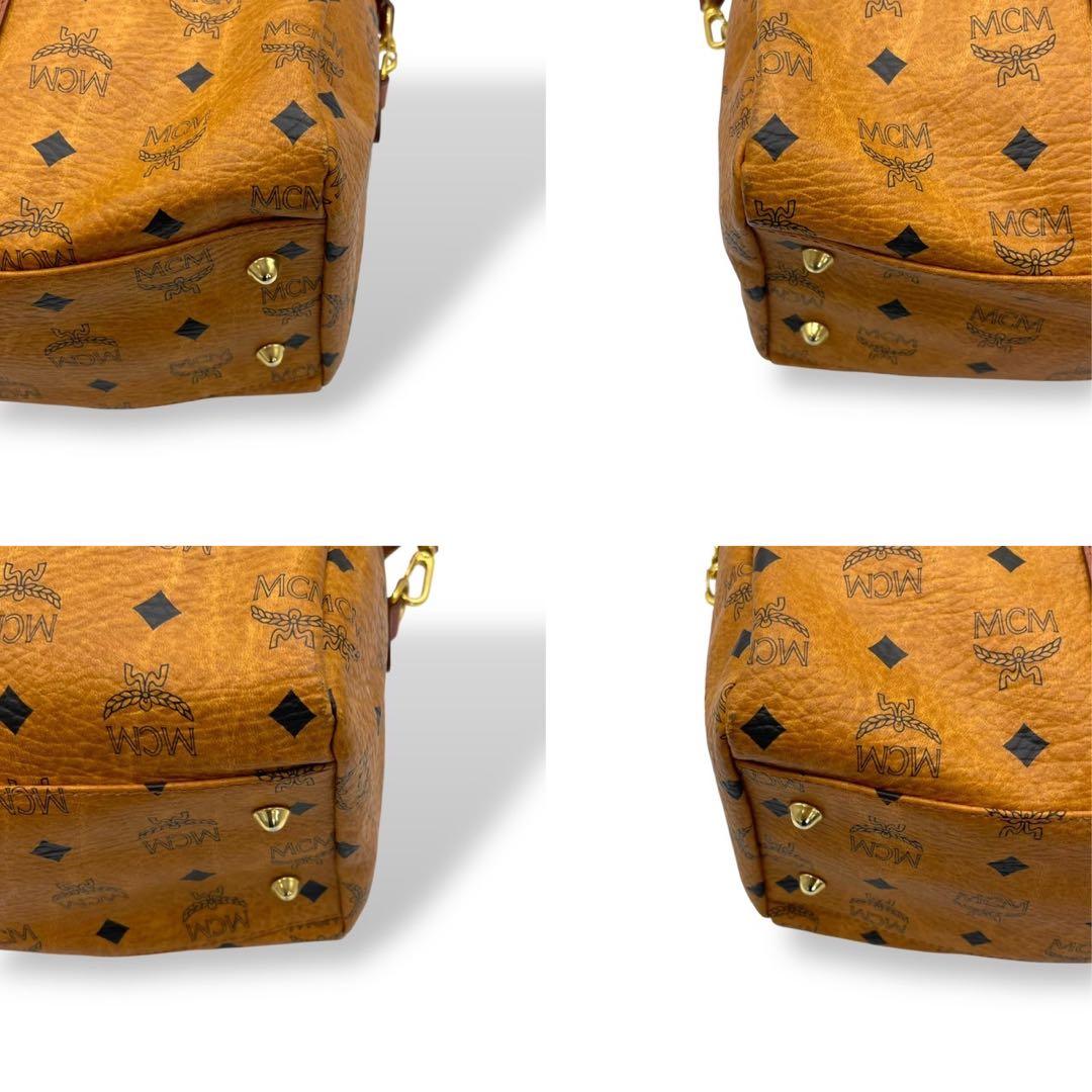 極美品　MCM ボストンバッグ　ヴィセトス柄　レザー　茶　ブラウン　大容量