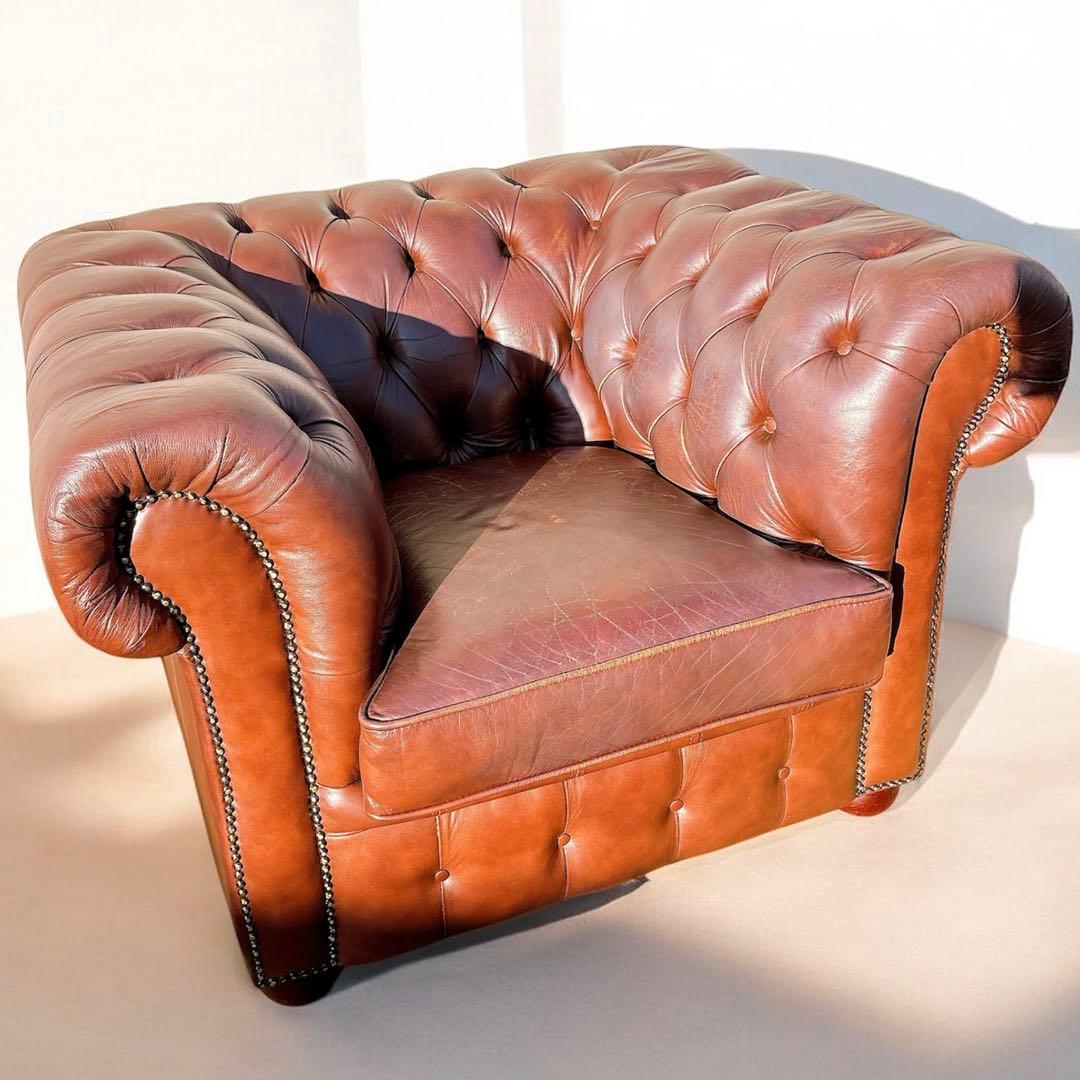 1★送料込み★チェスターフィールドソファ 一人掛け【神奈川県厚木市引取可】